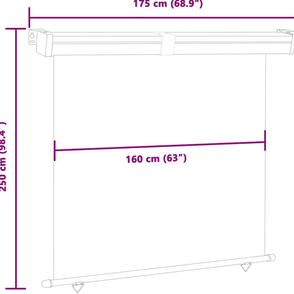 VIDAXL - Auvent latéral de balcon 175x250 cm noir