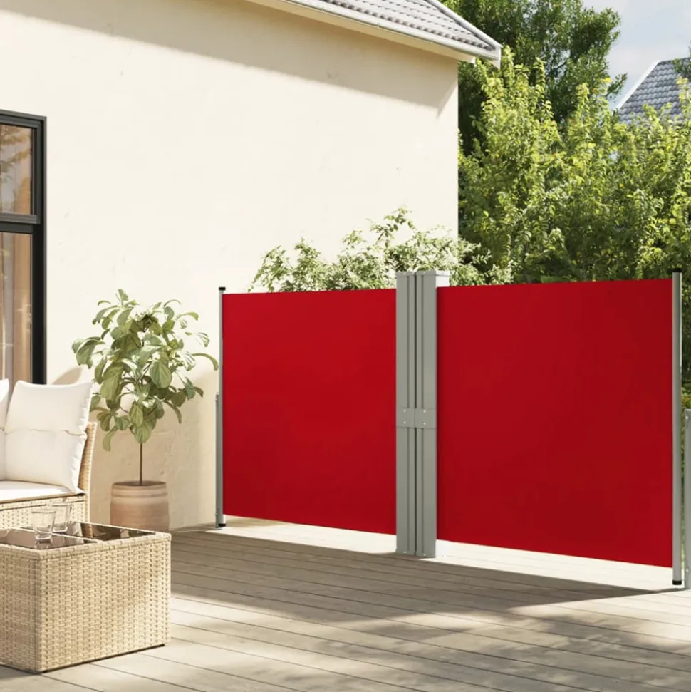 VIDAXL - Auvent latéral rétractable rouge 140x1200 cm