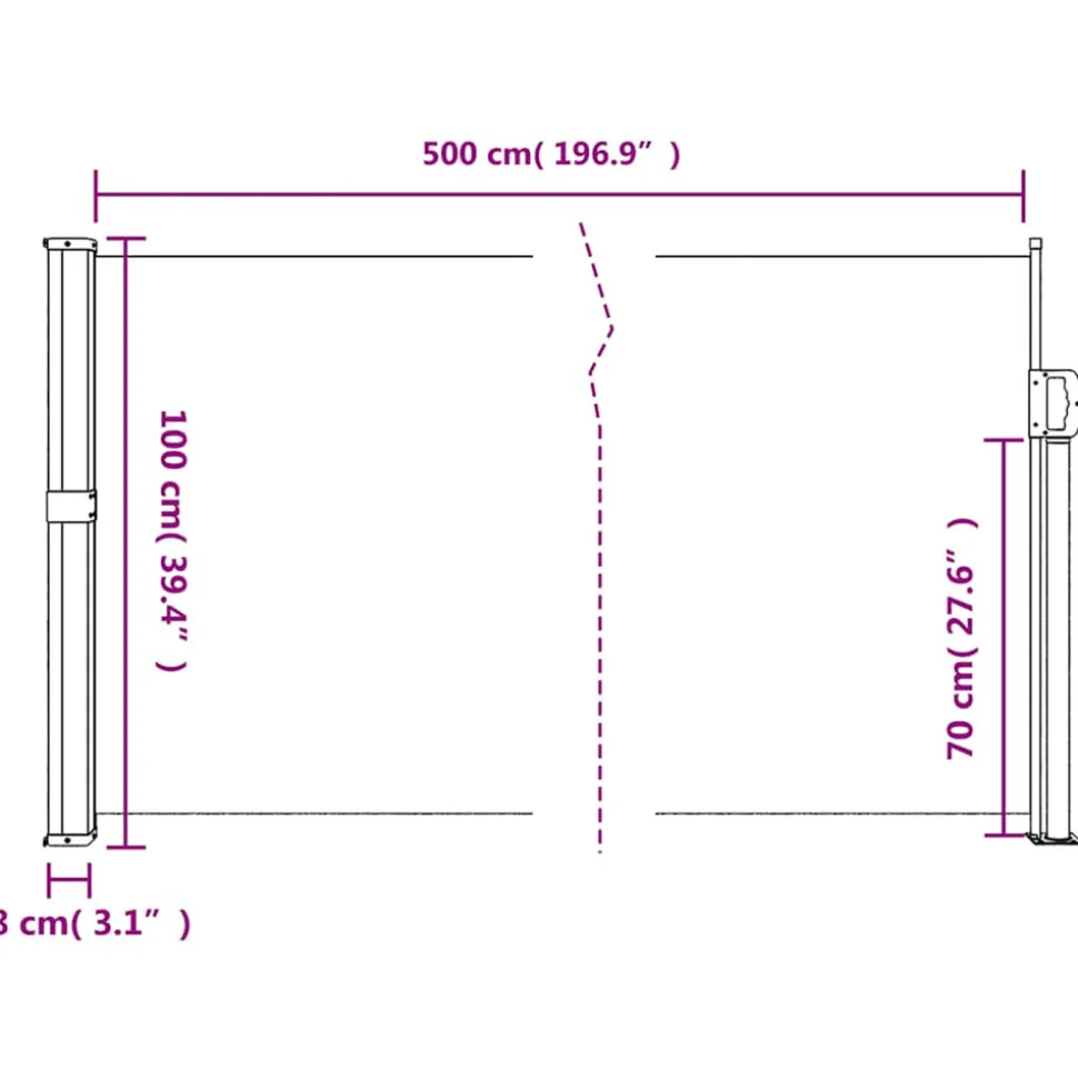 VIDAXL - Auvent latéral rétractable anthracite 100x500 cm