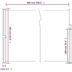 VIDAXL - Auvent latéral rétractable noir 160x600 cm