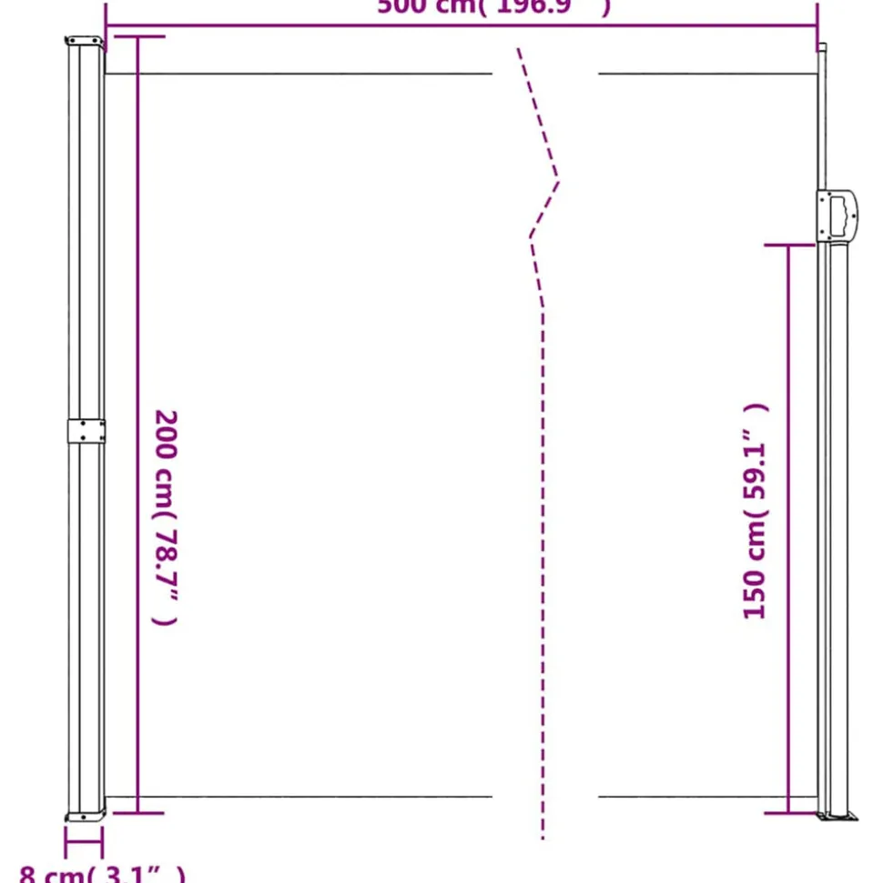 VIDAXL - Auvent latéral rétractable marron 200x500 cm