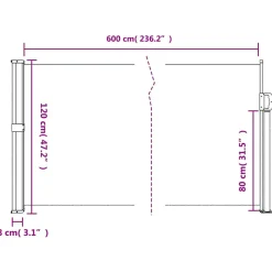 VIDAXL - Auvent latéral rétractable marron 120x600 cm