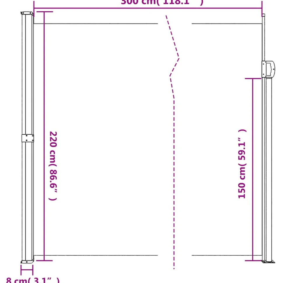 VIDAXL - Auvent latéral rétractable marron 220x300 cm