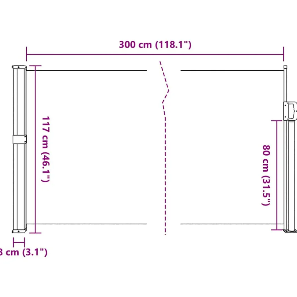 VIDAXL - Auvent latéral rétractable marron 117x300 cm