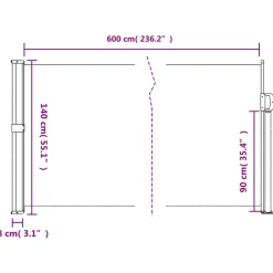 VIDAXL - Auvent latéral rétractable marron 140x600 cm