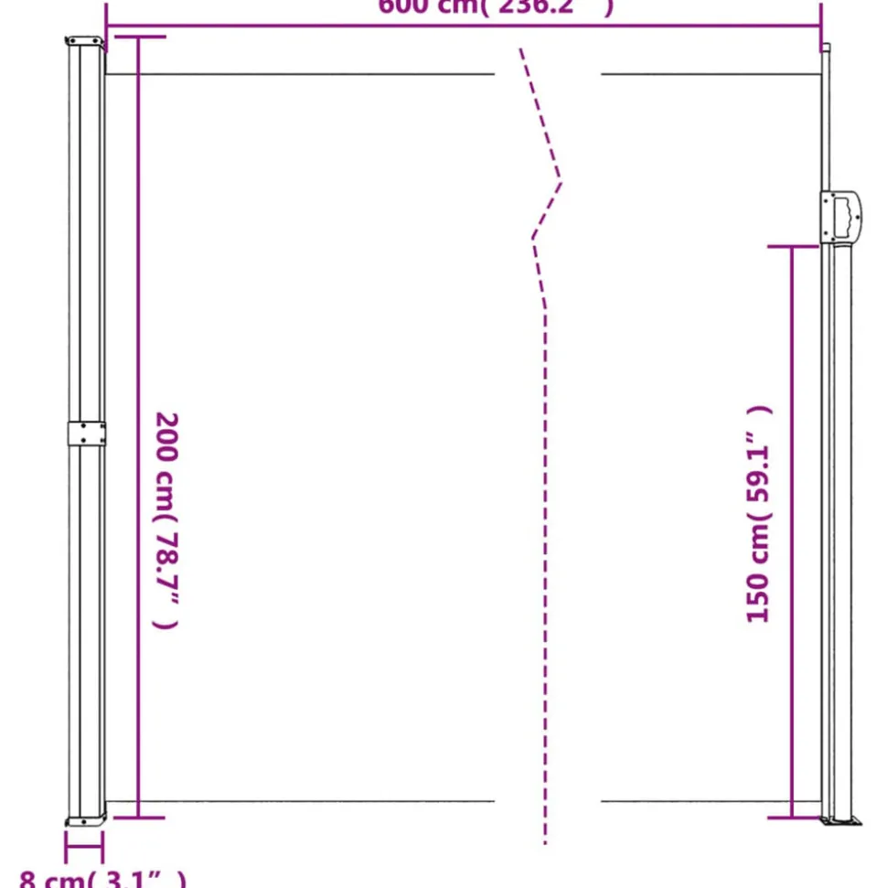 VIDAXL - Auvent latéral rétractable bleu 200x600 cm