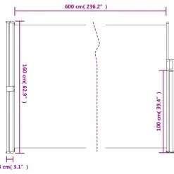 VIDAXL - Auvent latéral rétractable rouge 160x600 cm