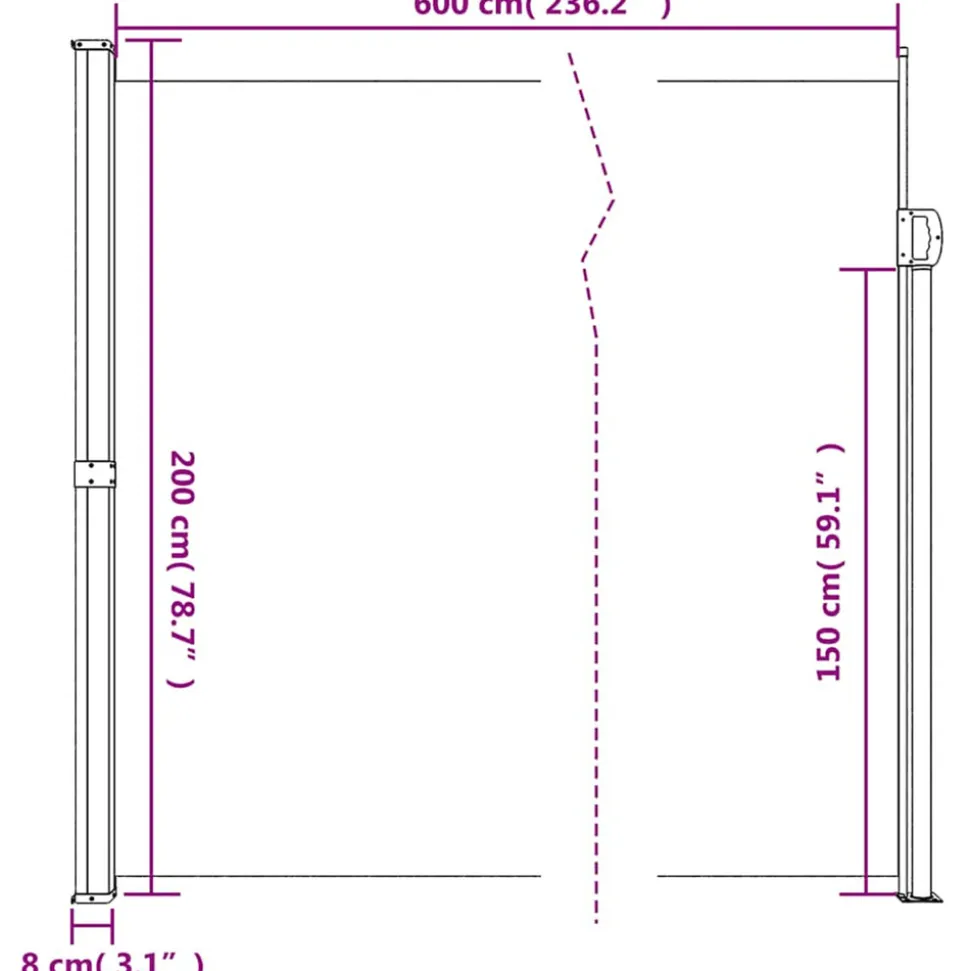VIDAXL - Auvent latéral rétractable anthracite 200x600 cm