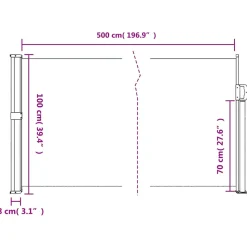 VIDAXL - Auvent latéral rétractable marron 100x500 cm