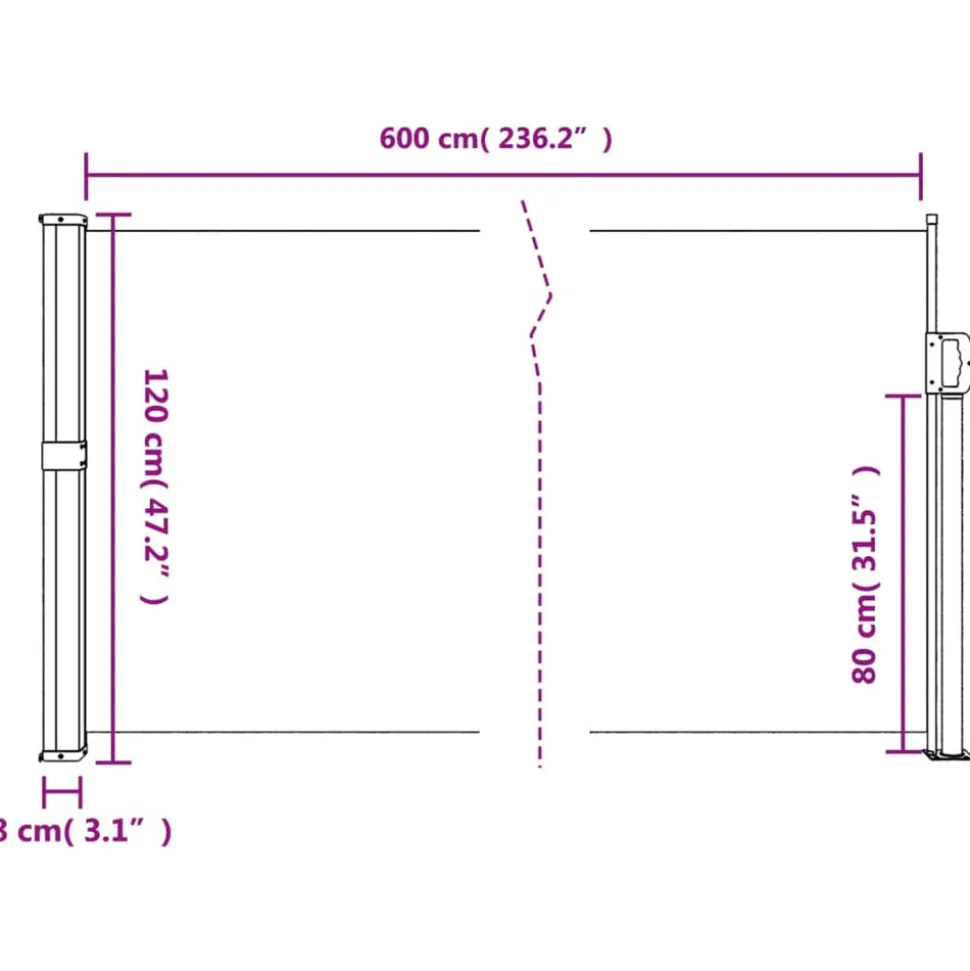 VIDAXL - Auvent latéral rétractable bleu 120x600 cm