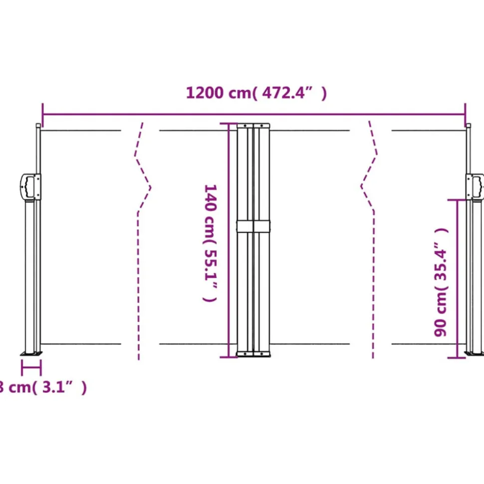 VIDAXL - Auvent latéral rétractable crème 140x1200 cm