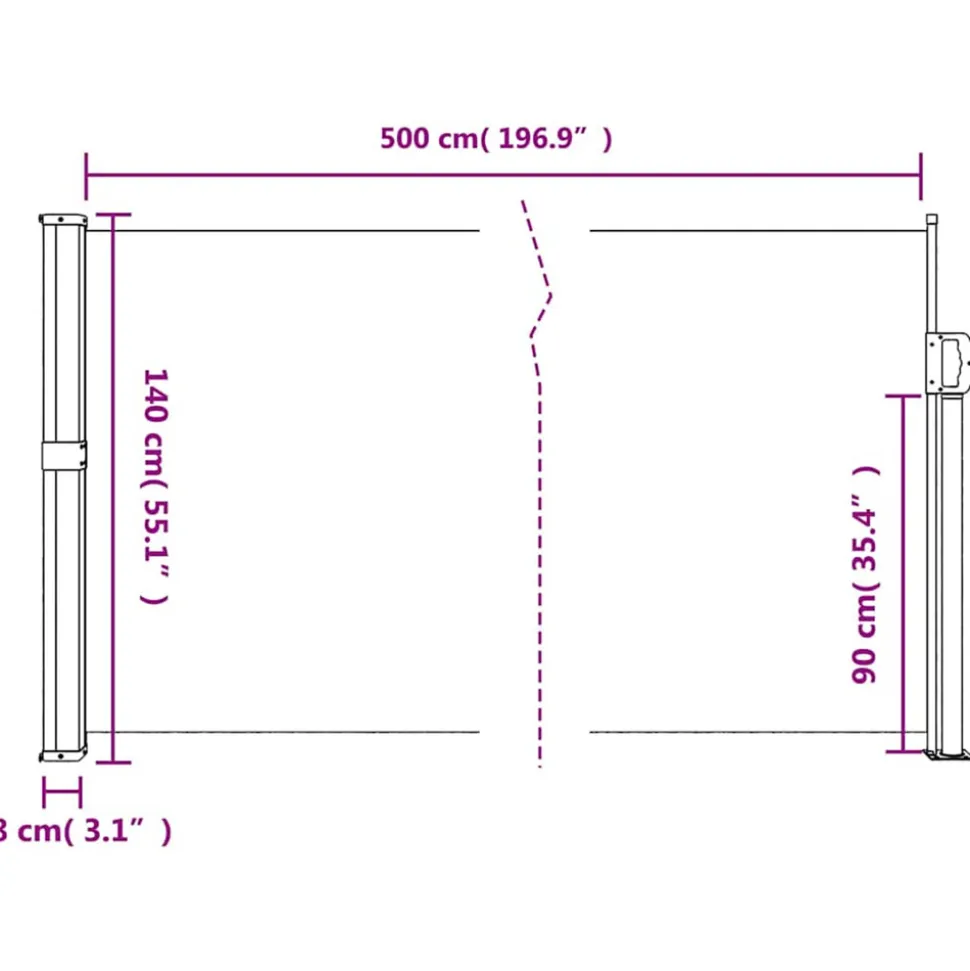 VIDAXL - Auvent latéral rétractable marron 140x500 cm