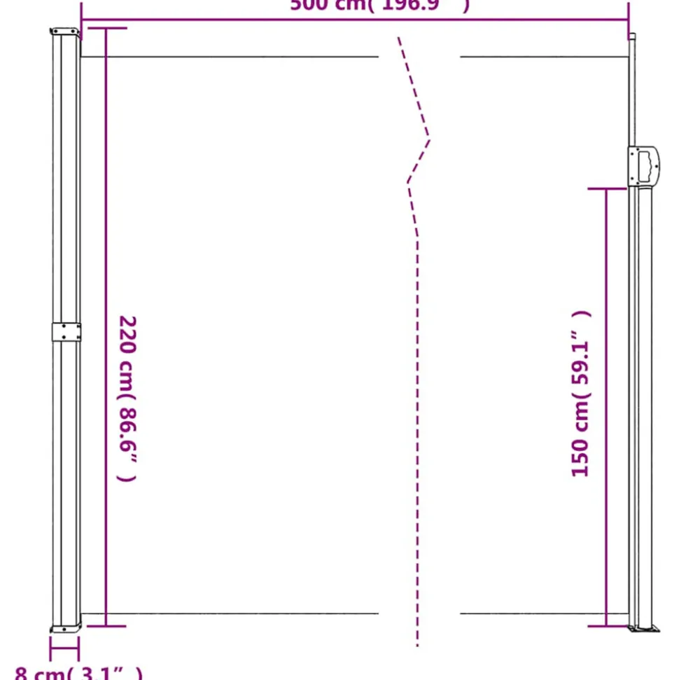 VIDAXL - Auvent latéral rétractable marron 220x500 cm