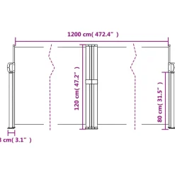 VIDAXL - Auvent latéral rétractable marron 120x1200 cm
