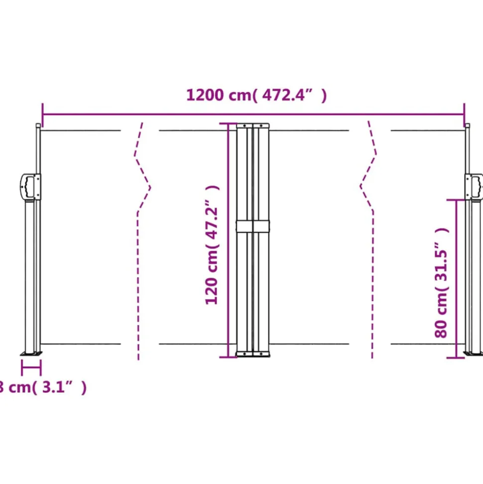 VIDAXL - Auvent latéral rétractable marron 120x1200 cm