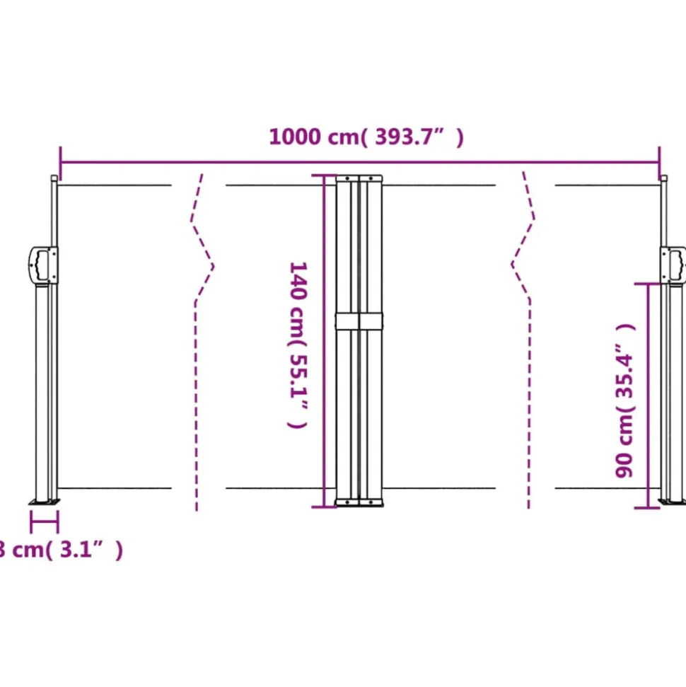 VIDAXL - Auvent latéral rétractable crème 140x1000 cm
