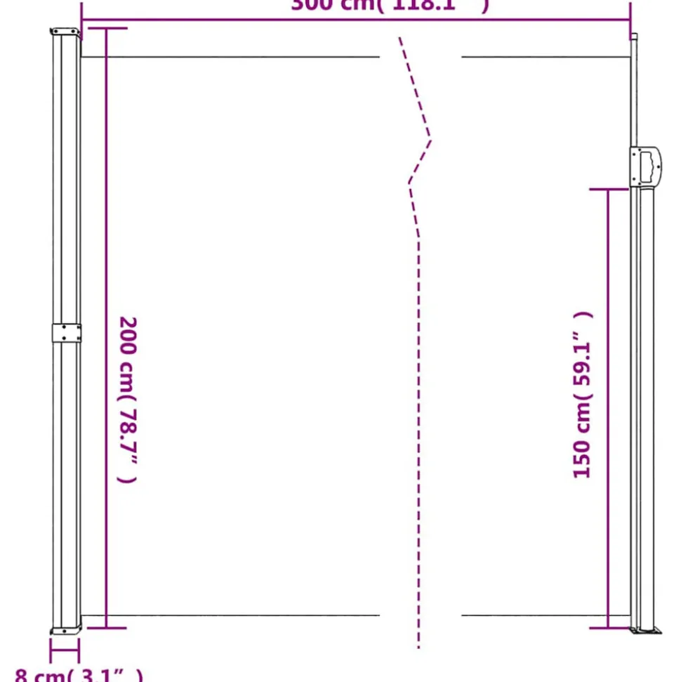VIDAXL - Auvent latéral rétractable anthracite 200x300 cm