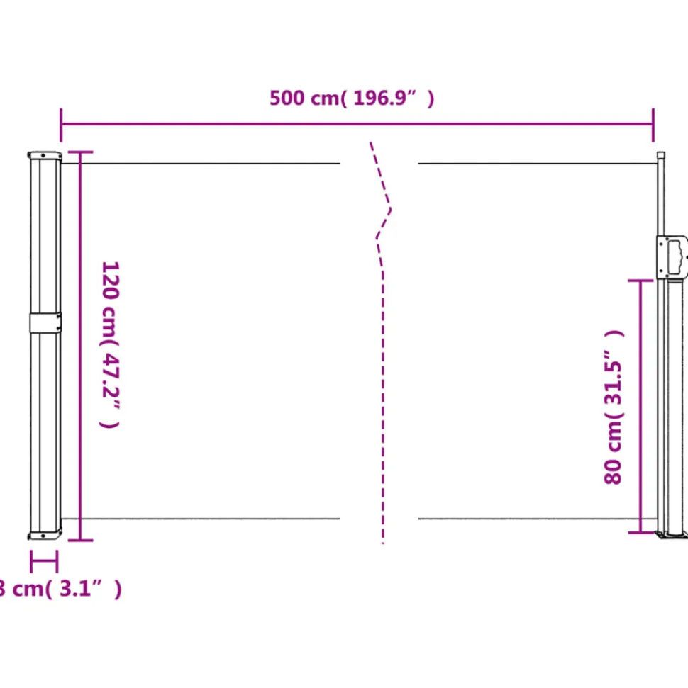 VIDAXL - Auvent latéral rétractable bleu 120x500 cm