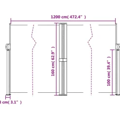 VIDAXL - Auvent latéral rétractable anthracite 160x1200 cm