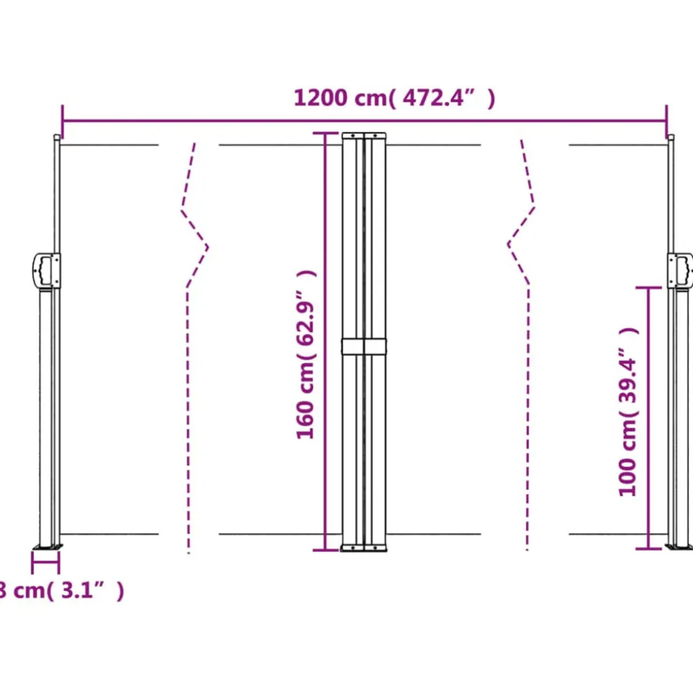 VIDAXL - Auvent latéral rétractable anthracite 160x1200 cm