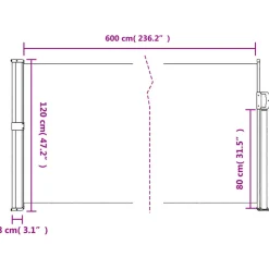 VIDAXL - Auvent latéral rétractable rouge 120x600 cm