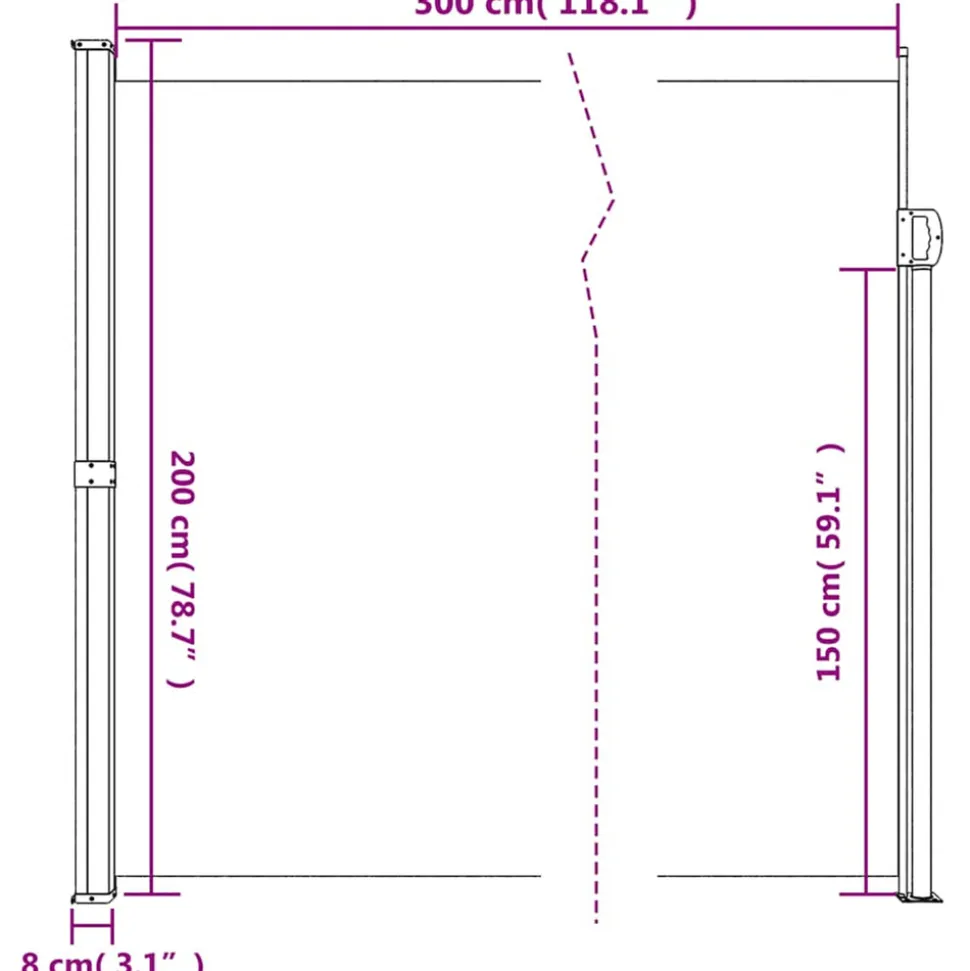 VIDAXL - Auvent latéral rétractable marron 200x300 cm