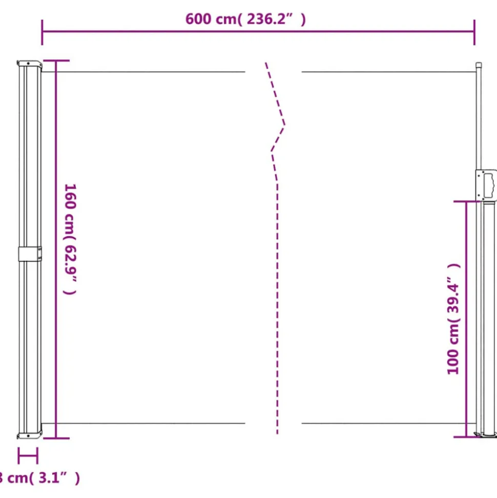 VIDAXL - Auvent latéral rétractable bleu 160x600 cm
