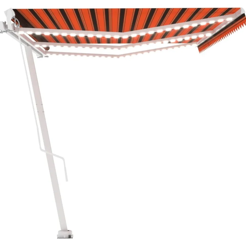 VIDAXL - Auvent manuel rétractable avec led 600x300 cm orange et marron