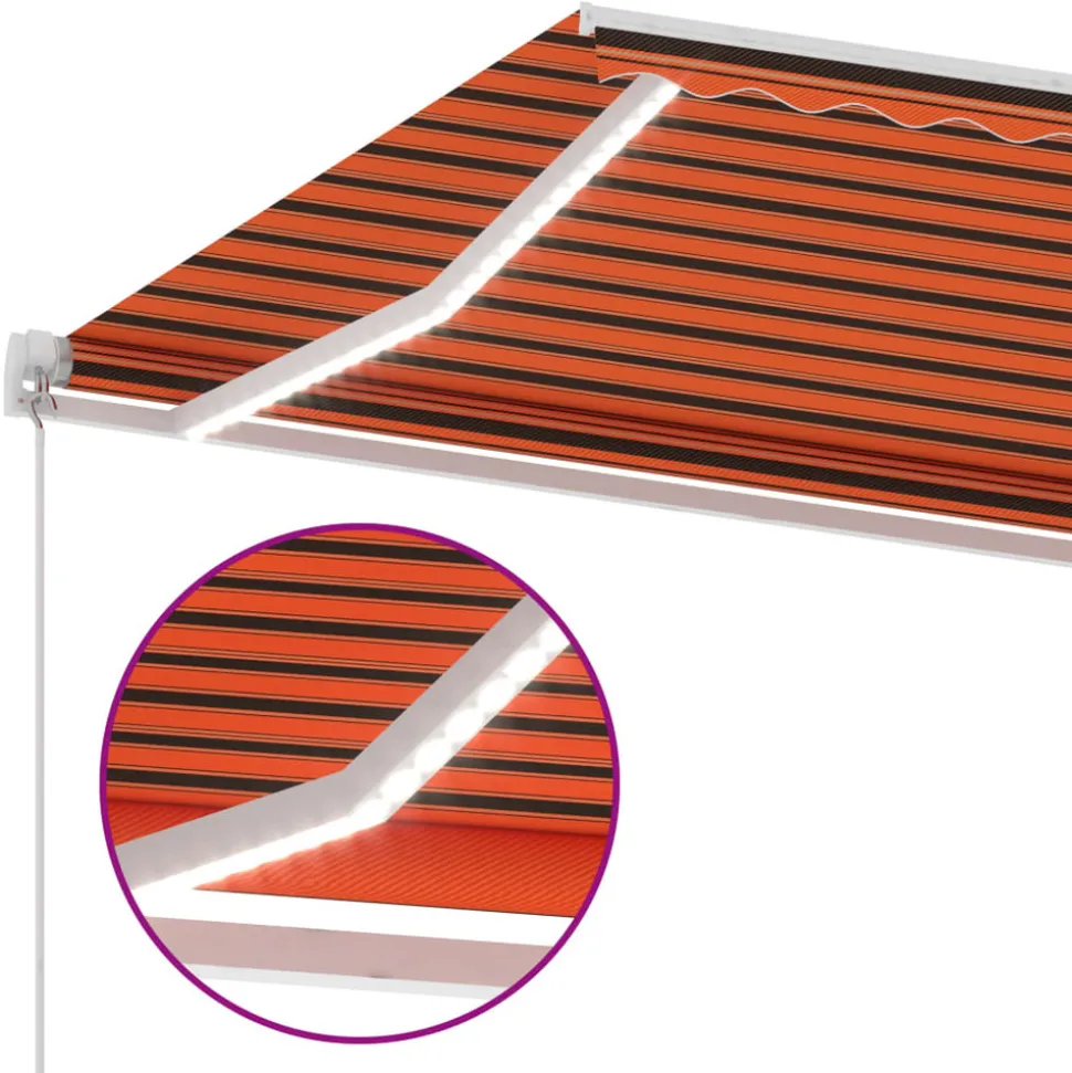 VIDAXL - Auvent manuel rétractable avec led 600x300 cm orange et marron