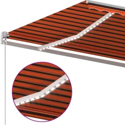 VIDAXL - Auvent manuel rétractable avec led 600x300 cm orange et marron