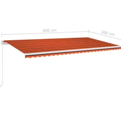 VIDAXL - Auvent manuel rétractable avec led 600x300 cm orange et marron