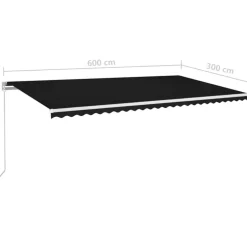 VIDAXL - Auvent manuel rétractable avec led 600x300 cm anthracite