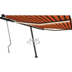VIDAXL - Auvent manuel rétractable avec led 450x350 cm orange et marron