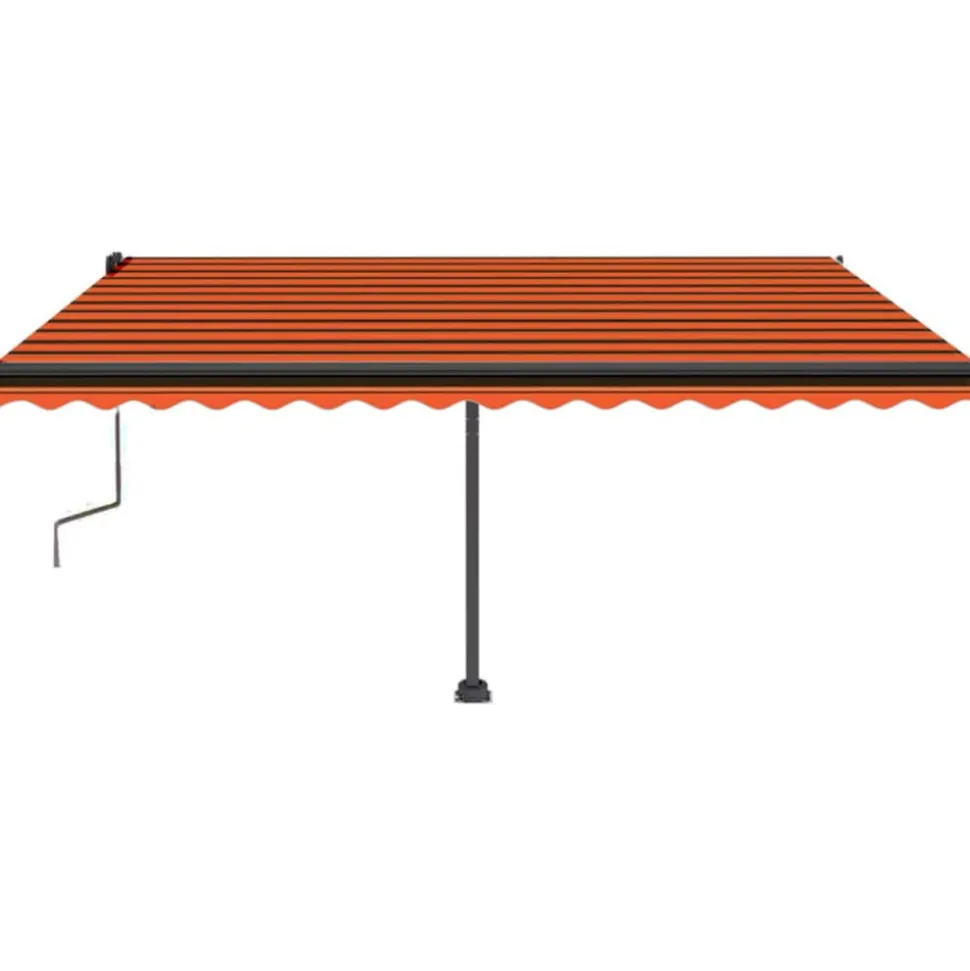 VIDAXL - Auvent manuel rétractable avec led 450x350 cm orange et marron