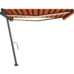 VIDAXL - Auvent manuel rétractable avec led 450x350 cm orange et marron