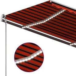 VIDAXL - Auvent manuel rétractable avec led 450x350 cm orange et marron