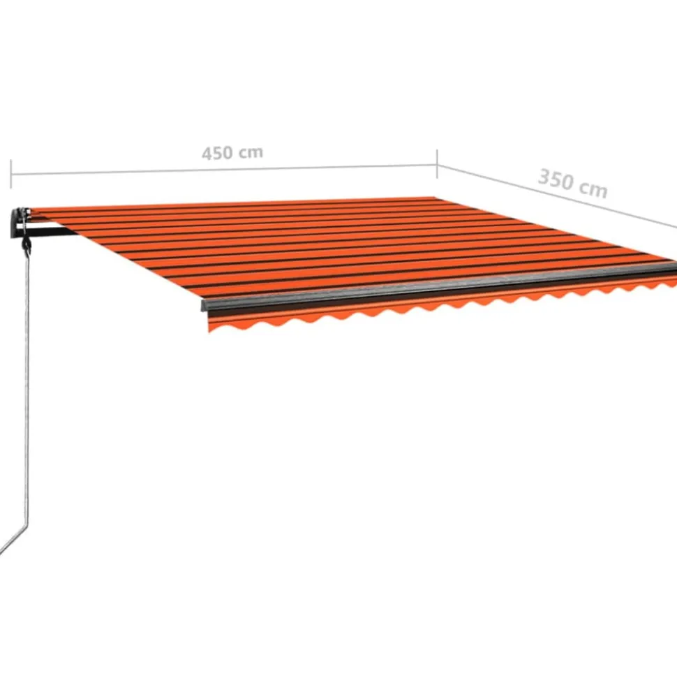 VIDAXL - Auvent manuel rétractable avec led 450x350 cm orange et marron