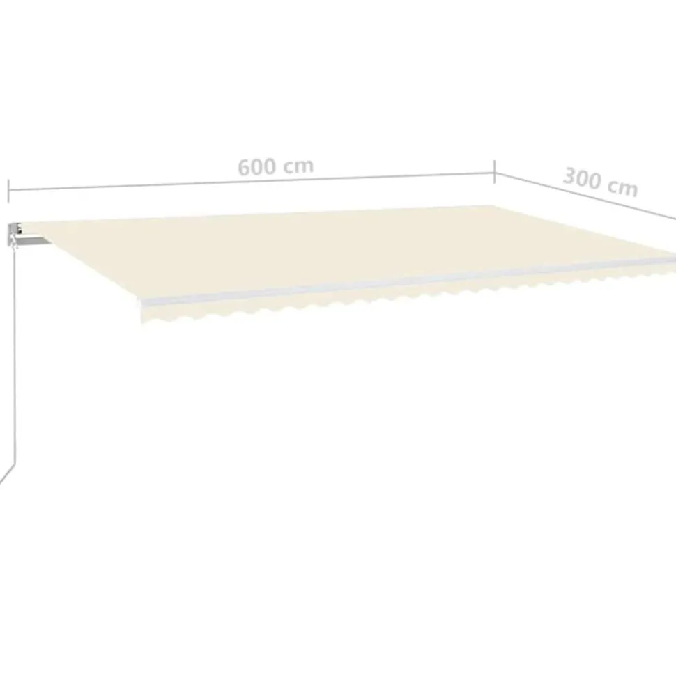 VIDAXL - Auvent manuel rétractable avec led 600x300 cm crème