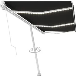 VIDAXL - Auvent manuel rétractable avec led 600x300 cm anthracite