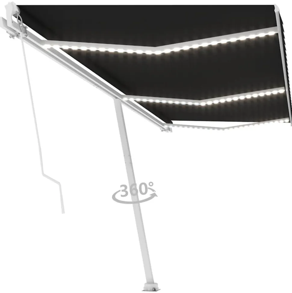VIDAXL - Auvent manuel rétractable avec led 600x300 cm anthracite