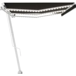 VIDAXL - Auvent manuel rétractable avec led 600x300 cm anthracite