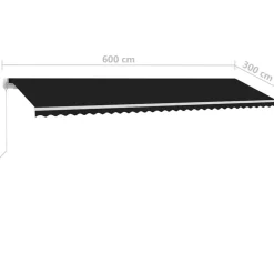 VIDAXL - Auvent manuel rétractable avec led 600x300 cm anthracite