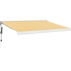 VIDAXL - Auvent rétractable jaune et blanc 3,5x2,5 m tissu et aluminium