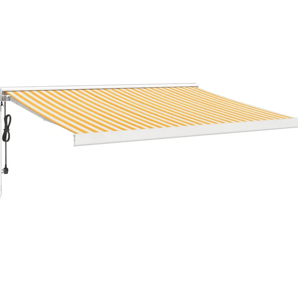 VIDAXL - Auvent rétractable jaune et blanc 3,5x2,5 m tissu et aluminium