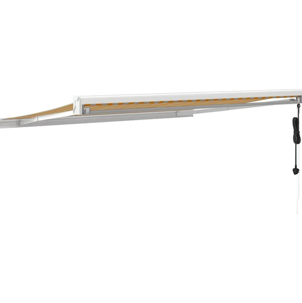 VIDAXL - Auvent rétractable jaune et blanc 3,5x2,5 m tissu et aluminium