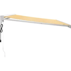 VIDAXL - Auvent rétractable jaune et blanc 4x3 m tissu et aluminium