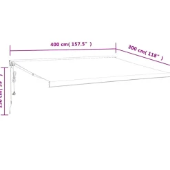 VIDAXL - Auvent rétractable jaune et blanc 4x3 m tissu et aluminium