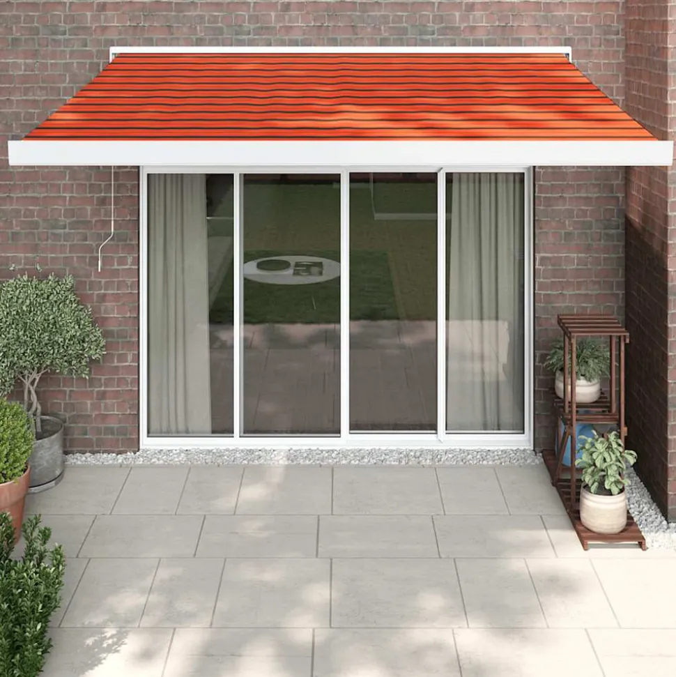 VIDAXL - Auvent rétractable orange et marron 3,5x2,5m tissu et aluminium