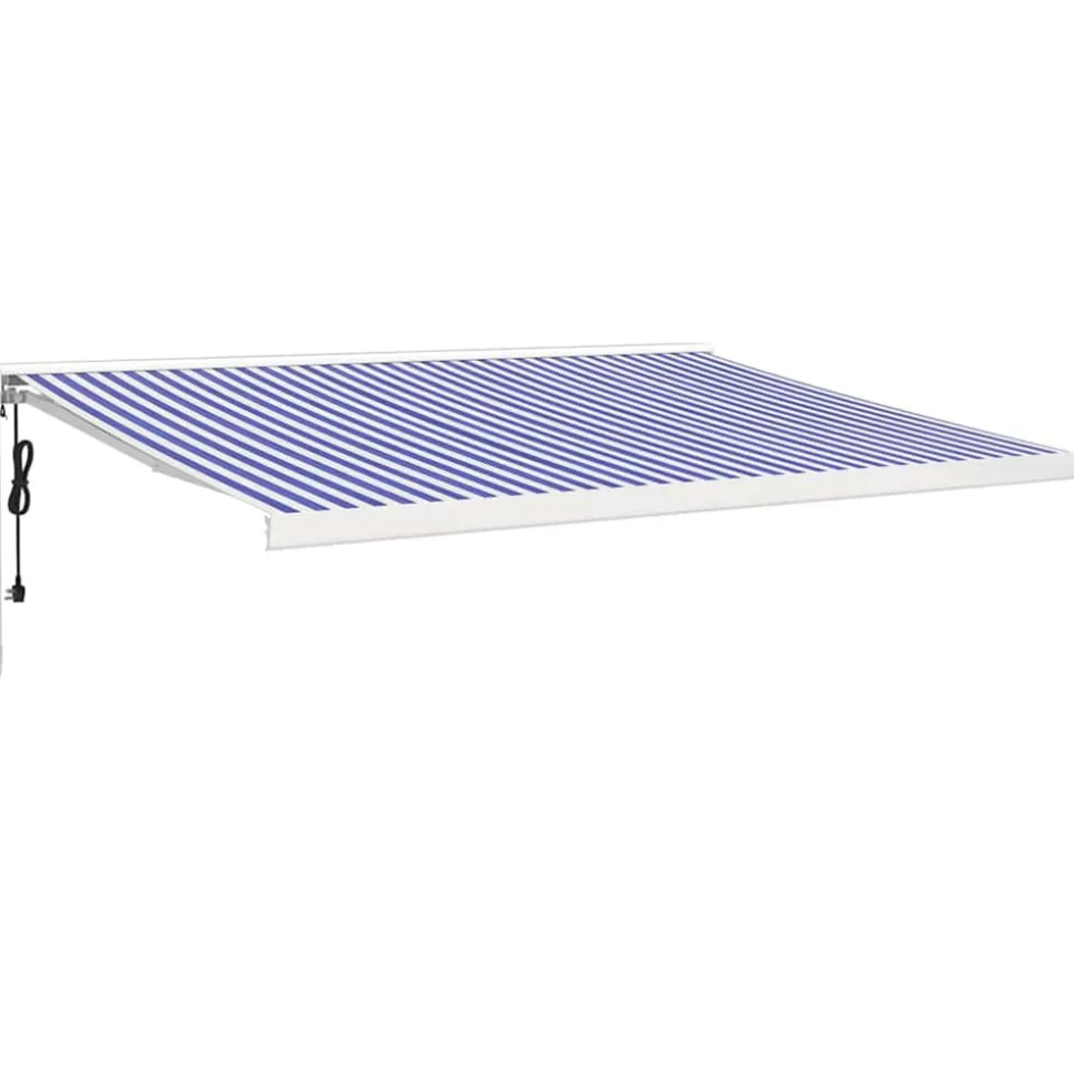 VIDAXL - Auvent rétractable bleu et blanc 4x3 m tissu et aluminium