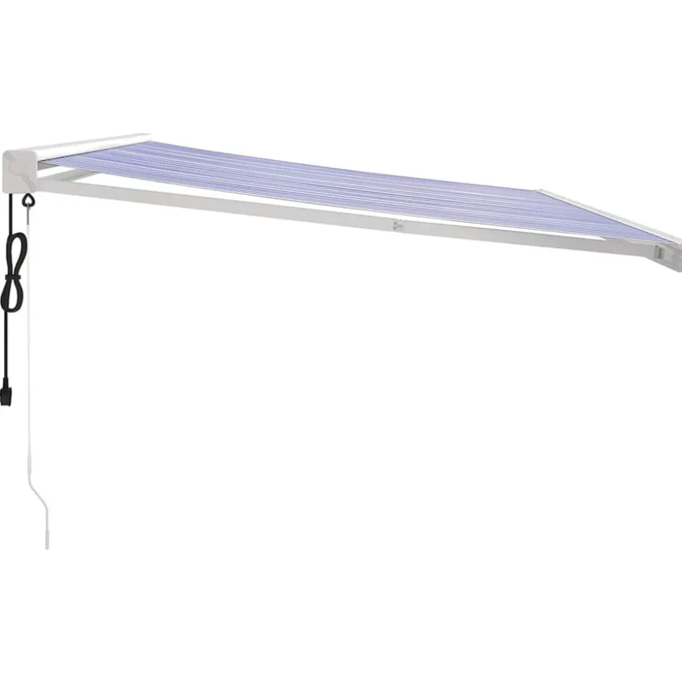 VIDAXL - Auvent rétractable bleu et blanc 4x3 m tissu et aluminium